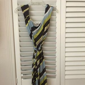 Merona, tan/brown/yellow/white/baby blue, dress